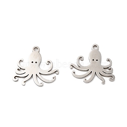 201 Stainless Steel Pendants, Laser Cut, Ocean Theme, Stainless Steel Color, Octopus, 16x15x1mm, Hole: 1.5mm(STAS-I199-D02-P)