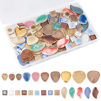 SUPERFINDINGS 54Pcs Porcelain Cabochons Mosaic Pieces Sets, Mosaic Tiles for Arts DIY Crafts, Triangle & Square, Mixed Color, 15.5~341.5x15.5~42x5~6mm