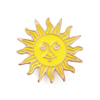 Alloy Brooches, Enamel Pins, Sun, 28.5x28x2mm