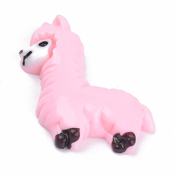 Resin Cabochons, Llama/Alpaca, Pink, 34x27x6mm