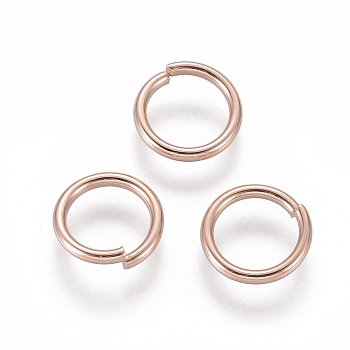 304 Stainless Steel Open Jump Rings, Rose Gold, 9x1.2mm, Inner Diameter: 7mm