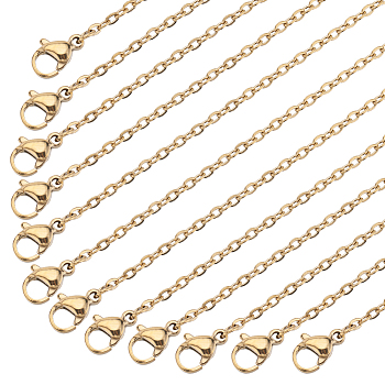 20Pcs Vacuum Plating 304 Stainless Steel Cable Chain Necklaces Set, Golden, 19.7 inch(50cm)