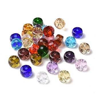 Transparent Glass Beads, Faceted, Column, Mixed Color, 12x8mm, Hole: 1.6mm