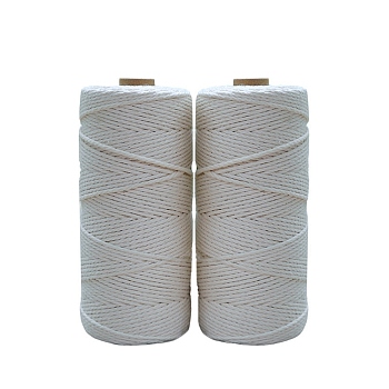 Cotton String Threads for Knit Making, White, 6mm, about 109.36 Yards(100m)/Roll
