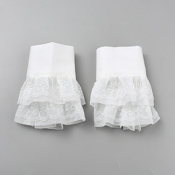 Polyester Removable Flare Sleeves, Double Layer Wrist Cuff for Women, White, 210x130x3.5mm