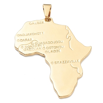 304 Stainless Steel Big Pendants, Africa Map, Golden, 53x42x2mm, Hole: 4.5x8mm