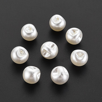 ABS Plastic Imitation Pearl Charms, Round, Creamy White, 10x9.5mm, Hole: 1.5mm