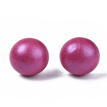 Pearlized Half Round Schima Wood Earrings for Girl Women, Stud Earrings with 316 Surgical Stainless Steel Pins, Camellia, 11x4.5mm, Pin: 0.7mm
