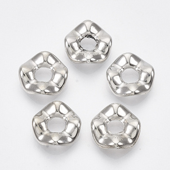 CCB Plastic Beads, Ring, Platinum, 13x13x3mm, Hole: 4.5mm, about 1740pcs/500g