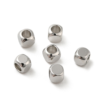 Brass Spacer Beads, Cube, Real Platinum Plated, 3x3x3mm, Hole: 1.8mm