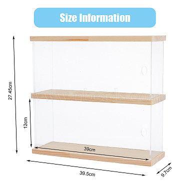 2-Tier Transparent Acrylic Minifigures Display Case with Wooden Base(ODIS-WH0043-65)-2