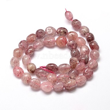 Natural Strawberry Quartz Gemstone Nuggets Bead Strands(G-J336-27)-2