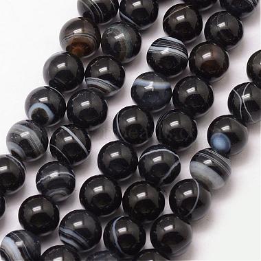 12mm Black Round Natural Agate Beads