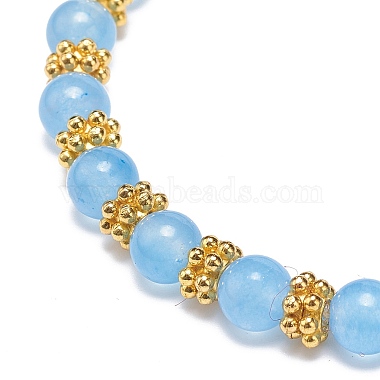 3Pcs 3 Color Natural Malaysia Jade(Dyed) & Alloy Daisy Beaded Stretch Bracelets for Women(BJEW-JB08856)-5