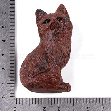 Natural Mahogany Obsidian Carved Fox Figurines Statues for Home Office Desktop Feng Shui Ornament(G-Q172-14B)-3