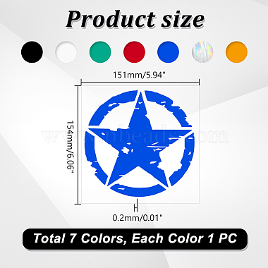 7 Sheets 7 Colors Star Plastic Self Adhesive Car Stickers(STIC-GA0001-13)-2