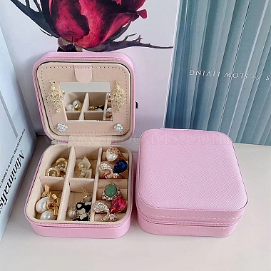 Pearl Pink Square Imitation Leather Jewelry Set Box