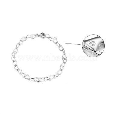 Bracelets à maillons en forme de cœur en argent sterling 925 plaqué rhodium(BJEW-I314-057B-P)-2