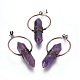 Natural Amethyst Wire Wrapped Pointed Big Pendants(G-L520-I02-R-NF)-1