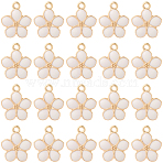 30Pcs Light Gold Plated Alloy Enamel Pendants, Flower, Lavender Blush, 17x14.5x1.5mm, Hole: 1.6mm(ENAM-SC0006-75B)