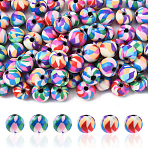 2 Strands 2 Colors Handmade Polymer Clay Beads Strands, for DIY Jewelry Crafts Supplies, Round, Mixed Color, 8.5~9x8mm, Hole: 1.8mm, about 40pcs/strand, 12.80 inch(32.5cm), 1 strand/color(CLAY-YW0002-29)