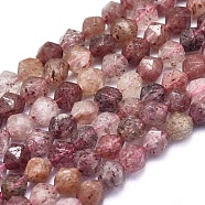 Natural Strawberry Quartz Beads Strands, Faceted, Round, 6~6.5x5.5mm, Hole: 1mm, about 63pcs/strand, 15.16 inch(38.5cm)(G-L552O-04-6mm)