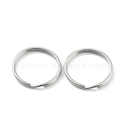 304 Stainless Steel Split Key Rings, Keychain Clasp Findings, 2-Loop Round Ring, Stainless Steel Color, 35x3.5mm, Single Wire: 1.75mm(STAS-Q314-02C-P)