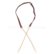 Adjustable PU Leather Bag Shoulder Straps, with Iron Chain & Swivel Clasps, Coconut Brown, 110~125x1.55cm(FIND-WH0137-16B)