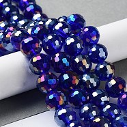 Electroplate Glass Bead Strands, AB Color Plated, Faceted(96 Facets), Round, Blue, 12mm, Hole: 2mm, about 50pcs/strand, 22.4 inch(EGLA-R040-12mm-03)