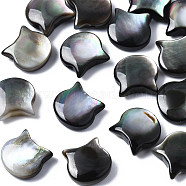 Natural Black Lip Shell Beads, Cat, 10x10x4mm, Hole: 0.8mm(SSHEL-S258-99A)