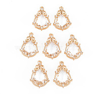 Rack Plating Brass Micro Pave Clear Cubic Zirconia Charms, Long-Lasting Plated, Cadmium Free & Lead Free, Teardrop, Light Gold, 21.5x14x6.5mm, Hole: 1.4mm(KK-T060-60-RS)