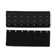 Polyester Women's 3 Rows x 7 Hooks Longline Corset Bra Extender, for Bustiers Shapewear Waist Cincher, with Stainless Steel Rings & Hooks, Black, 134x52x3.5mm(FIND-WH0146-20A-02)