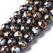 Spray Painted Non-magnetic Synthetic Hematite Beads Strands, with Glitter Powder, Round, Light Sky Blue, 8mm, Hole: 1mm, about 51~52pcs/strand, 15.55 inch~15.75 inch(39.5~40cm)(G-N337-06C)