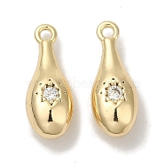 Brass Micro Pave Clear Cubic Zirconia Pendants, Baseball Bat, Real 18K Gold Plated, 15x5.5x4.5mm, Hole: 1.2mm(KK-U013-01G)