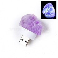 Nuggets Natural Amethyst USB Night Light, Healing Raw Stone Night Lamp for Bedroom Home Decor, 30~40mm(PW-WGC42A4-05)