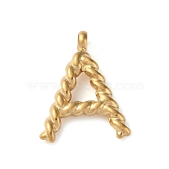 316 Surgical Stainless Steel Pendants & Charms, Golden, Letter A, 15x12x2mm, Hole: 2mm(STAS-D031-01A)