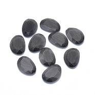 Cat Eye Cabochons, Faceted, Nuggets, Gray, 17.5x12.5x3.5mm(G-G795-10-03)