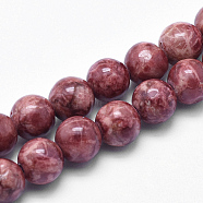 Natural Marble Beads Strands, Round, Dyed & Heated, Brown, 8mm, Hole: 1mm, about 46pcs/strand, 15 inch(38cm)(G-K211-8mm-D)