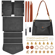 DIY Imitation Leather Handbag Making Kit, Including Bag Straps, Scissor, Needle, Thread, Iron Chains, Magnetic Alloy Clasps, Black, 583x434x1mm, Hole: 1.5mm and 12mm(DIY-WH0401-69C)