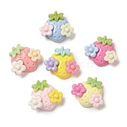 Resin Decoden Cabochons, Strawberry with Flower, Mixed Color, 20.5x22x7mm(RESI-Q231-05)