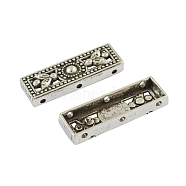 Alloy Multi-Strand Links,  Cadmium Free & Lead Free, Rectangle, Antique Silver, 25x8x4mm, Hole: 1mm(PALLOY-0234-AS-RS)
