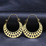 304 Stainless Steel Hollow Moon Hoop Earrings, Bohemia Theme Earrings, Golden, 45x35x1mm(EJEW-P248-11G)
