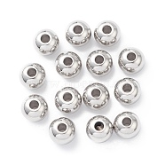 304 Stainless Steel Spacer Beads, Round, Stainless Steel Color, 8x6.5mm, Hole: 2.5mm(STAS-T021-8)