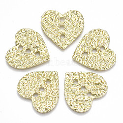 3-Hole Rack Plating Alloy Buttons, Cadmium Free & Lead Free, Textured, Heart, Light Gold, 28.5x29.5x2mm, Hole: 3mm(PALLOY-S132-132-RS)