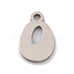 Non-Tarnish 201 Stainless Steel Charms, Laser Cut, Letter Charm, Letter O, 10.5x7x1mm, Hole: 1.2mm(STAS-U016-01P-O)