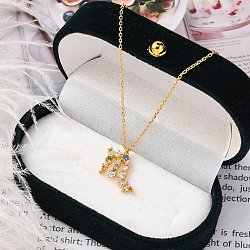 925 Sterling Silver Colorful Cubic Zirconia Constellation Pendant Cable Chain Necklaces for Women, Real 18K Gold Plated, Scorpio, 13.74 inch(34.9cm), pendants: 10.5~17x8.5~15mm.(STER-R009-01G-07)