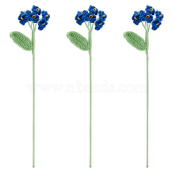 Handmade Crochet Polyester Yarn Flower Ornaments, Artificial Flower, for Wedding Home Decorations, Marine Blue, 377mm(DIY-WH0430-622A)