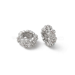 Brass Micro Pave Cubic Zirconia Daisy Spacer Beads, Platinum, 7.8x8x4mm, Hole: 4mm(KK-U052-37P-NF)