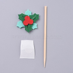 Mistletoe/Holly Leaf Shape Christmas Cupcake Cake Topper Decoration, for Party Christmas Decoration Supplies, Green, 38x33x5mm(DIY-I032-22)