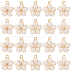 30Pcs Light Gold Plated Alloy Enamel Pendants, Flower, Lavender Blush, 17x14.5x1.5mm, Hole: 1.6mm(ENAM-SC0006-75B)